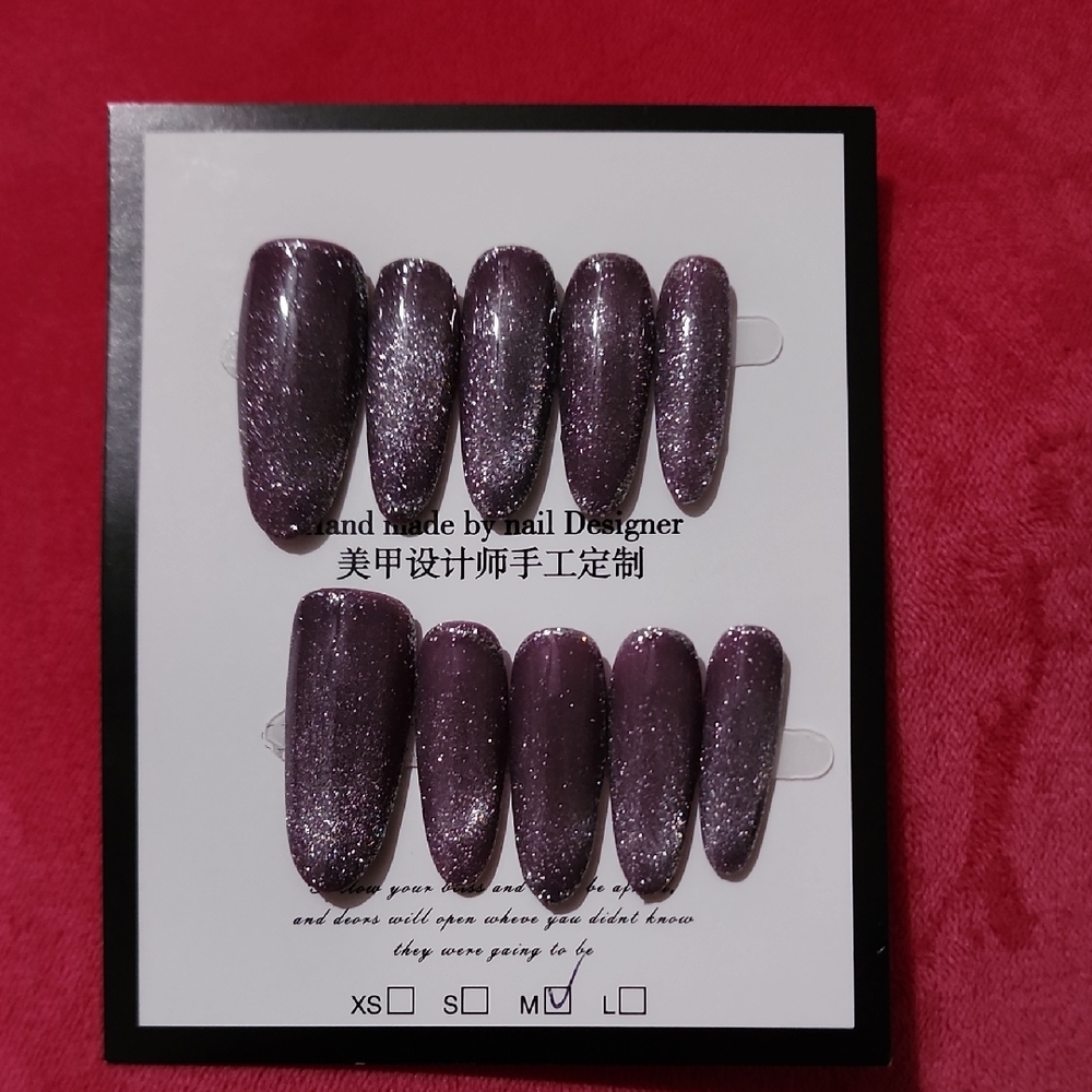 Handmade Glitter Purple Press-On Nails